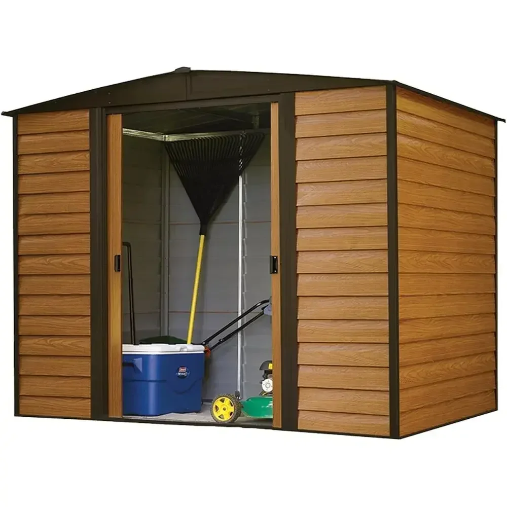 Shed WR86 Low Gable Steel, Coee/Woodgrain 8 x 6 t. Storage Shed