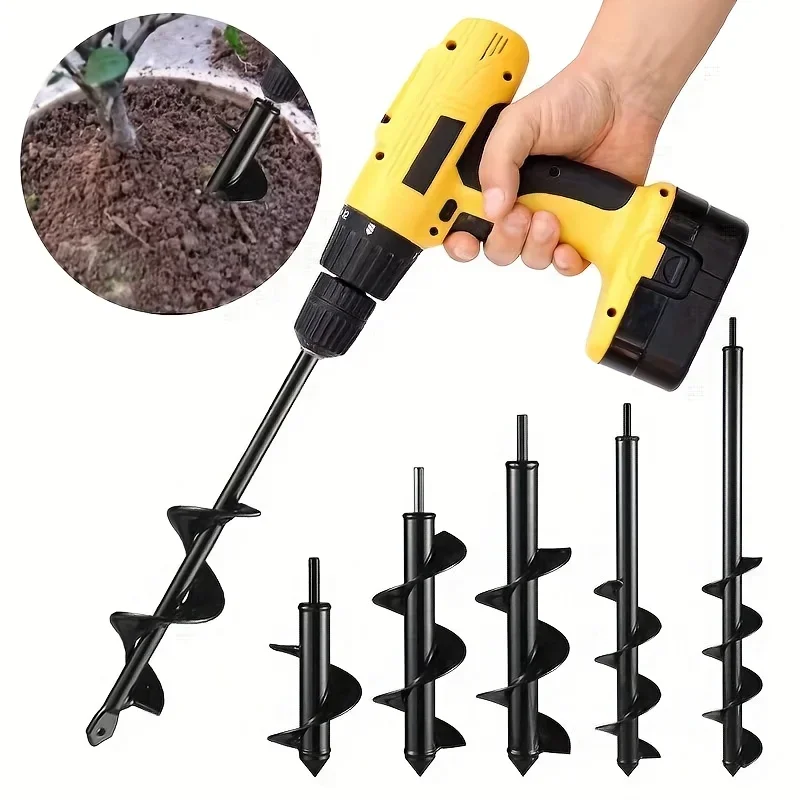 Garden Auger Drill Bit Spiral Hole Digger Soil Loosening Attachment Compatible With Electric Drill For Planting Flower Bulb Yard