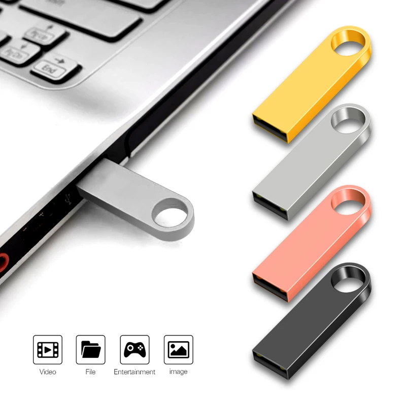 USB Flash Drive-Metal USB Pendrive-8/16/32/64/128GB-Durable Stylish USB Stick for Data Storage-High-Speed Pen Drive Flash Disk