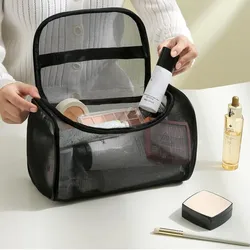 Nuove borse per la conservazione del trucco in rete di Nylon borsa da toilette per la cura della pelle di grande capacità per le donne borsa da viaggio trasparente portatile