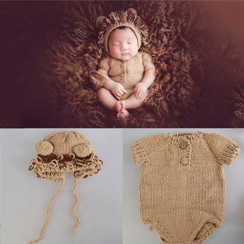 الوليد الأسد زي قبعة و حللا قصيرة الأكمام صور الدعائم الطفل صور تأثيري سترة للبنين بنات