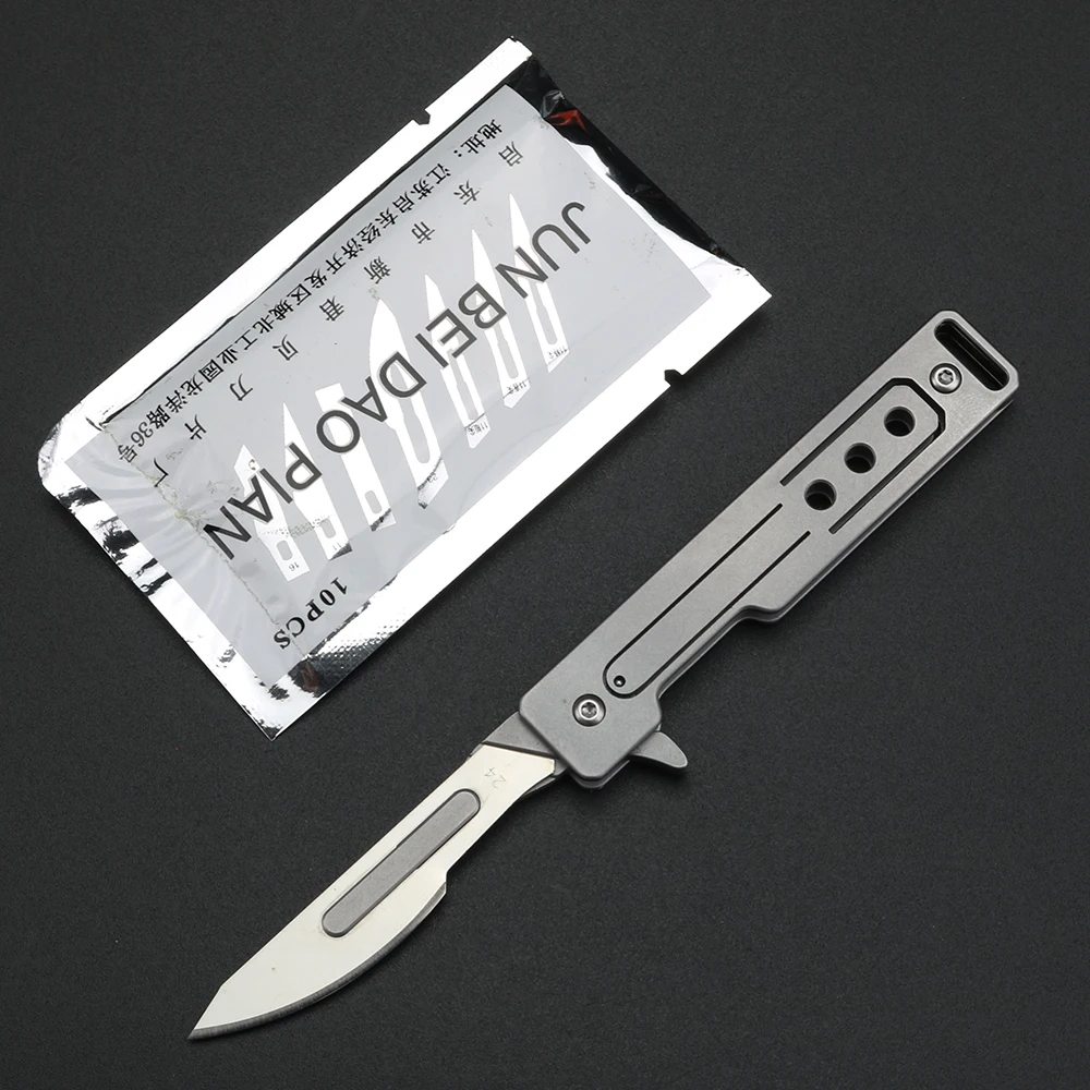 Outdoor Folding Keychain Knife Carbon Steel Surgical Knife 24 Portable Knife Mini Portable Knife