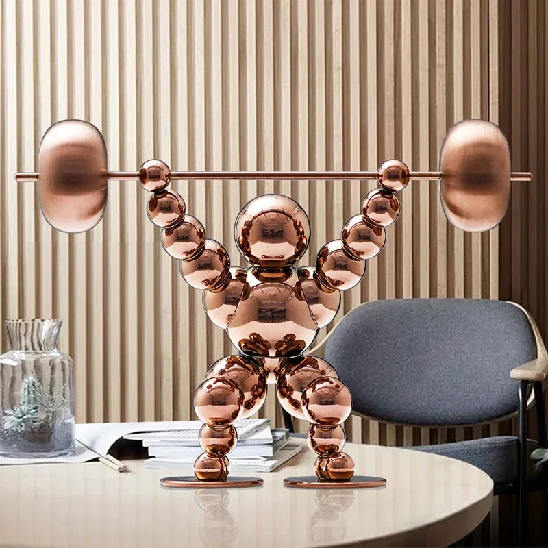 Stainless Steel Metal Strong Man Craft Decoration  Artwork for Home Office