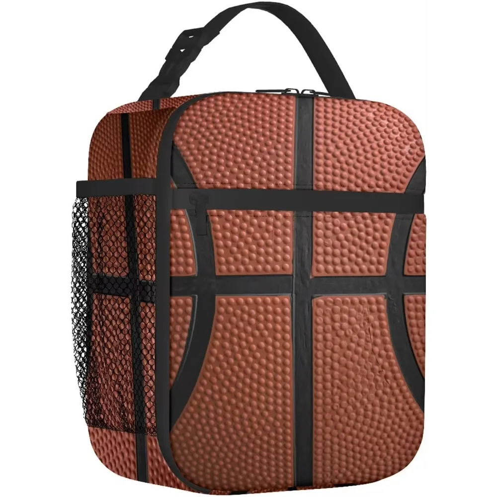 Basketball Lunch Bag for Women Men Insulated Reusable Lunch Box for Work Office School Picnic Portable Bento Tote Bag Cooler Bag