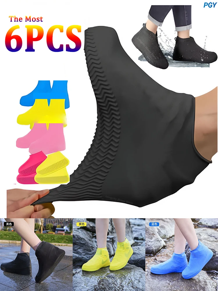 Silicone Waterproof Shoe Covers, Upgrade Reusable Washable Resistant Outdoor Rainy Overshoes Protection Boots Rain Non-Slip