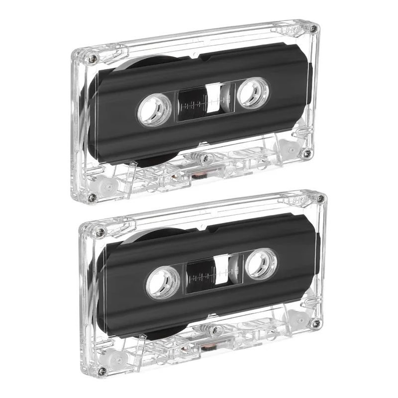 2Pcs Blank Cassette Tapes 60-Minute Durable Audio Recording Retro Design For Teaching Diy Party Messages Speech Music Storage
