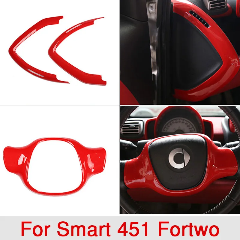 

Car Full Set Decor Cover Modification Protective Shell Red Plastic Stickers For Smart 451 Fortwo Interior Exterior Accessories