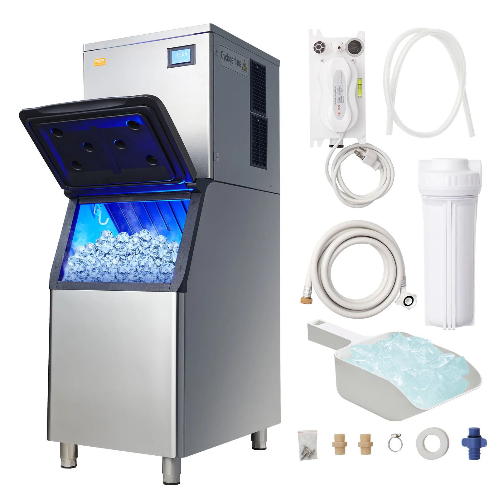 VEVOR Commercial Ice Maker Ice Making Machine Auto Self-Cleaning Ice Maker Machine for Bar Cafe Restaurant Business