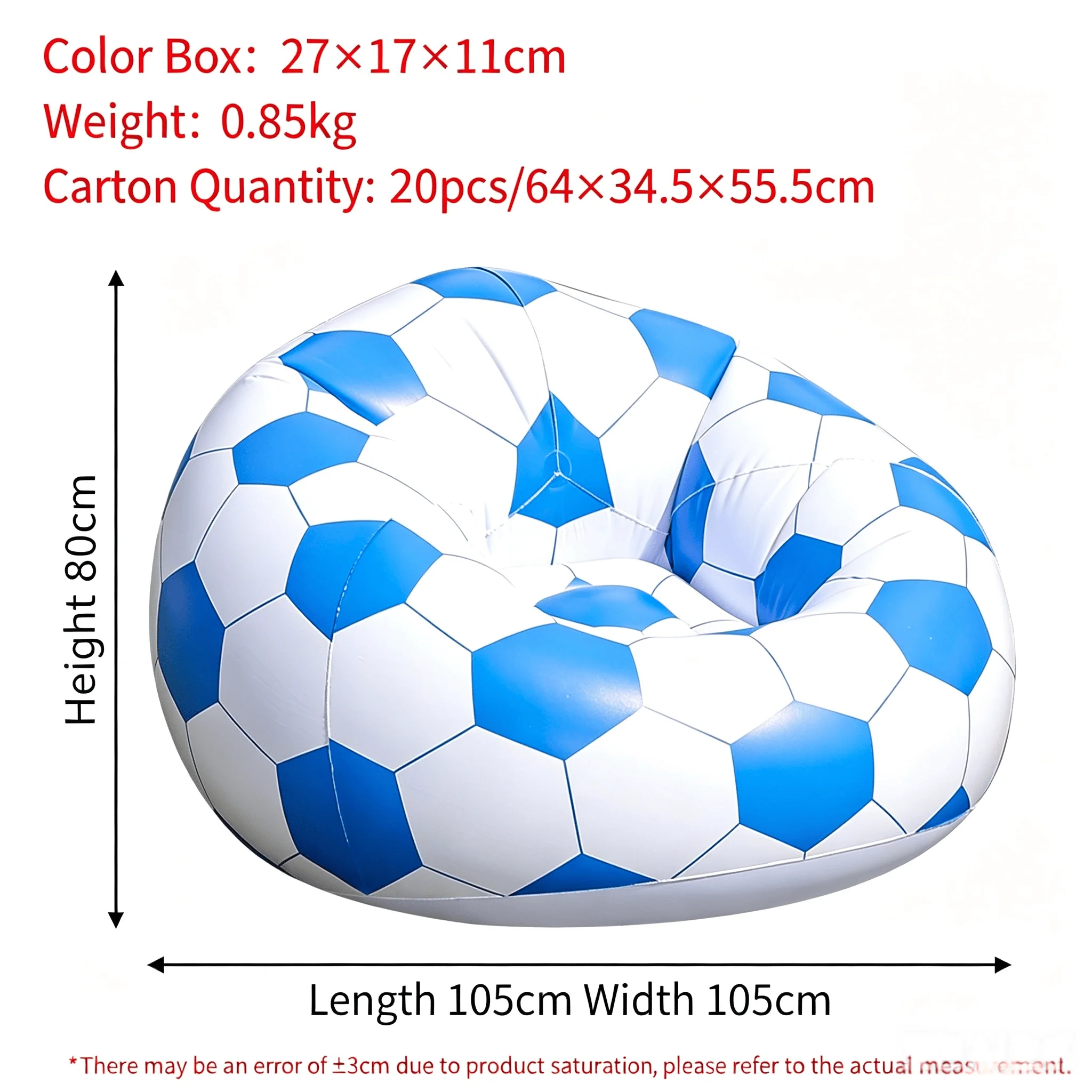 1 pcs Soccer Pattern Inflatable Chair for Fans