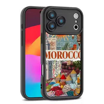 Pouzdro na telefon s marockou vlajkou a cestovním pasem pro iPhone 17, 16, 15, 14, 13, 12, Pro, Max, Plus, E, SE4, Air, Mini, černé, TPU s plným krytím 8 nejlepší prodej Pouzdro na iPhone Maroko - №2