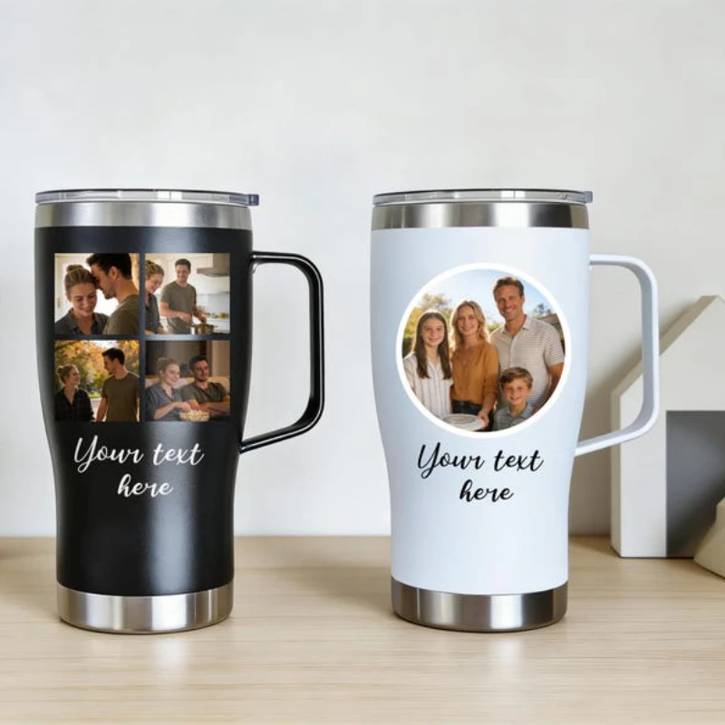 Personalized Photo Tumbler 20oz Custom Logo Stainless Steel Insulated Cup Anniversary Birthday Valentine Gift for Couples Family