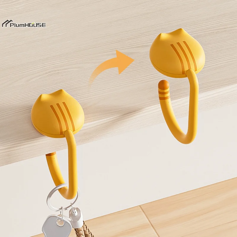 Kawaii Cat Shape Bag Hanger Purse Hook Table Side Handbag Hooks Travel Bags Storage Holder For Home Office Desk School Organizer image 2