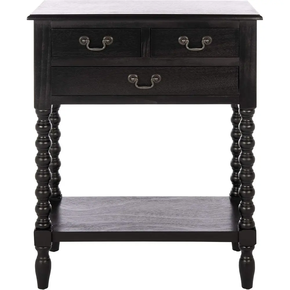 Black 3-Drawer Home Storage Table Athena Collection