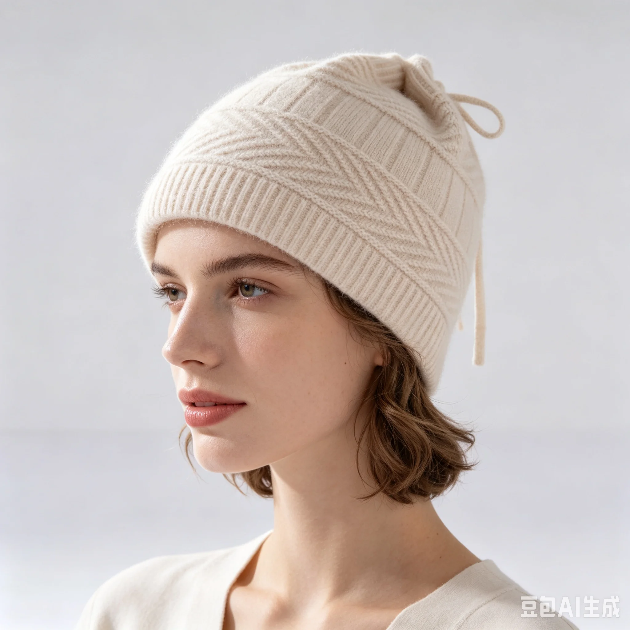 Women's 100% cashmere hat with neck collar dual-purpose knitted wool hat cold hat winter pullover hat pile hat without brim cap