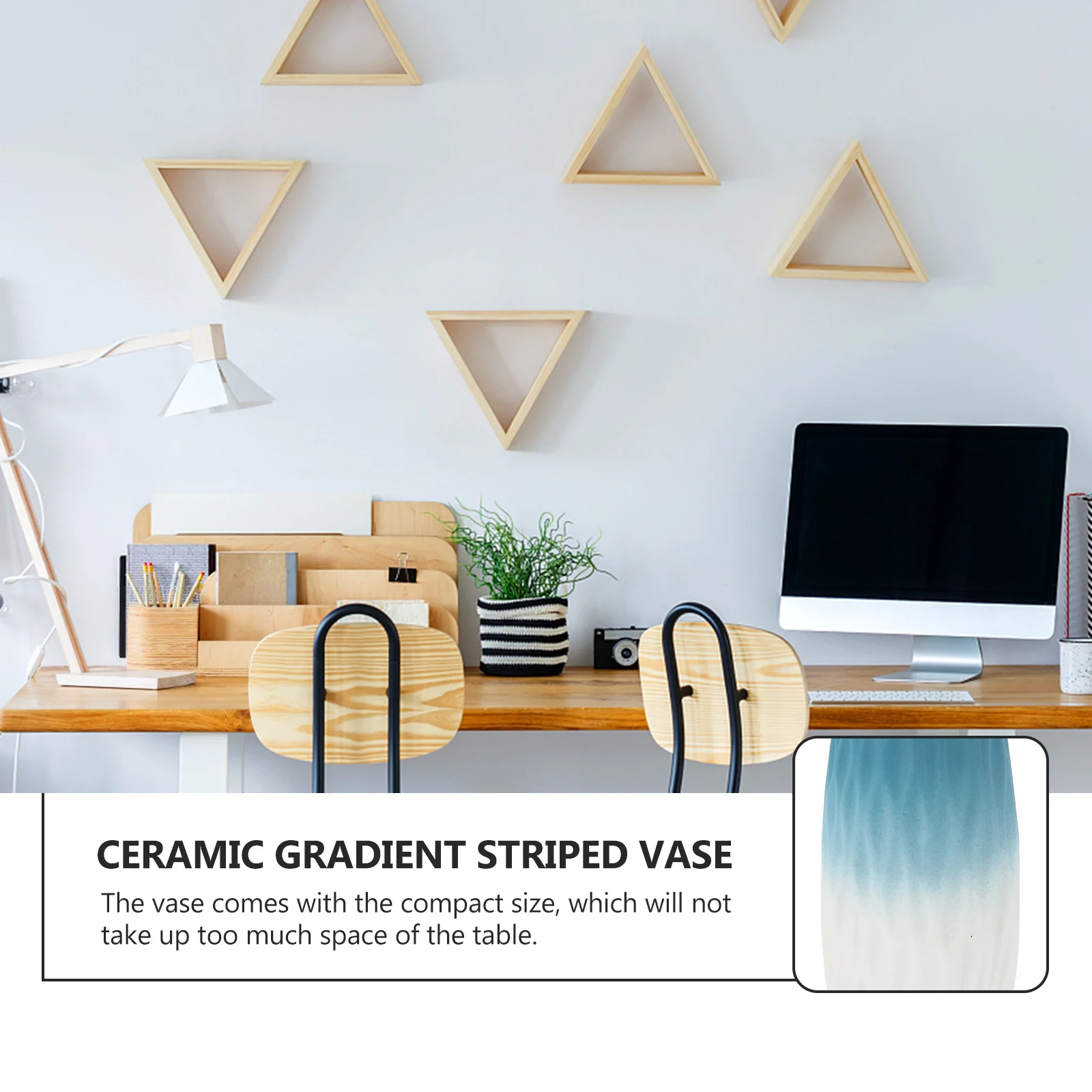 

Gradient Color Ceramic Vase Simple Style Decorative Desktop Flower Container Small Vase for Home Office Garden Decor