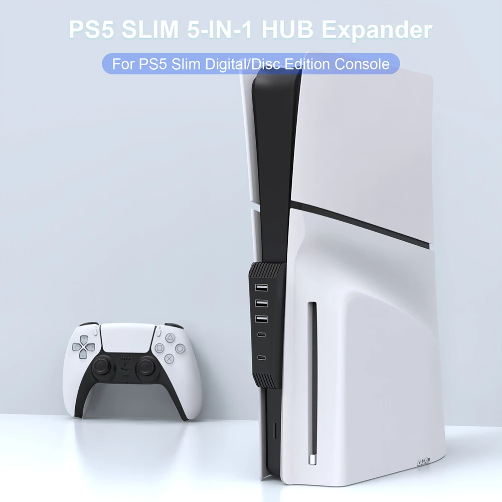 

5 портов USB-концентратор-сплиттер-расширитель 3USB + 1 порт типа C + 1 Type-C 3.1 для Playstation 5 Slim (дисковое/цифровое издание)