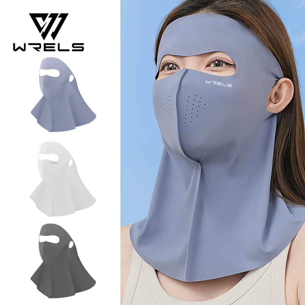WRELS Unisex Anti-UV-Gesichtsmaske, atmungsaktiv, für den Sommer, kühl, aus Eisseide, Sonnenschutzmaske, für Outdoor-Sport, Radfahren, Sonnenschutz-Gesichtsmaske