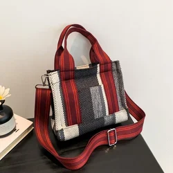 Fashion Striped Handbags Luxury Designer Tote Brand Women's Bag Small Canvas Shoulder Crossbody Bag Travel Shopper Bag Purse