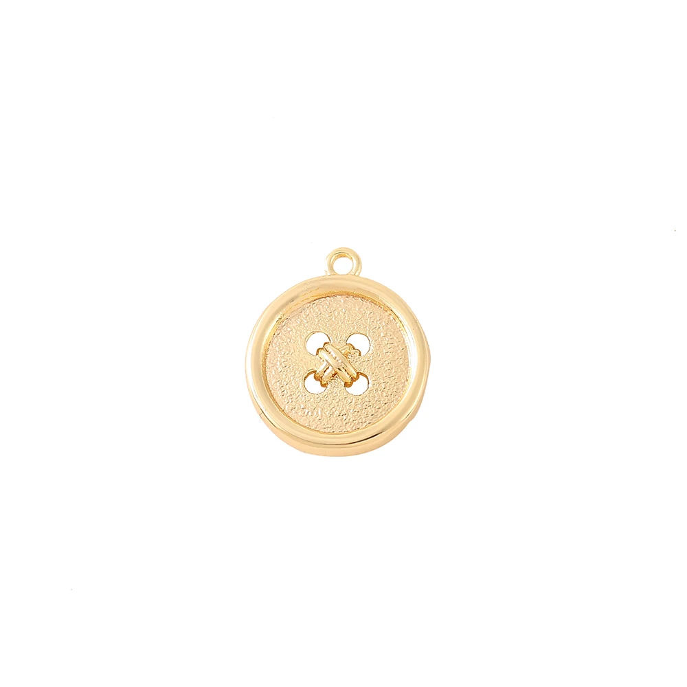 Factory Wholesale Gold Color Brass Button Charms Pendants  Necklace and Bracelet Earring Diy Jewelry Making Supplies Accessories