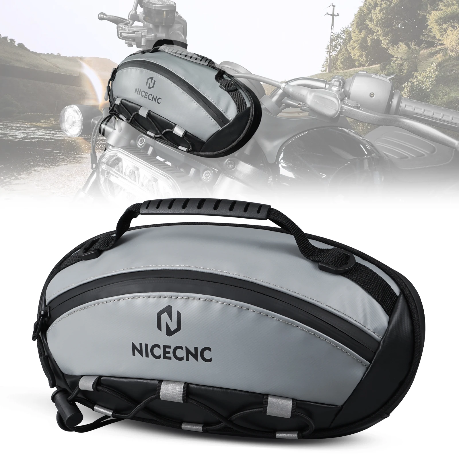 

Motorcycle Handlebar Bag for BMW R1200GS R1250GS LC F800GS Outing Waterproof Motorbike Front Fork Saddlebag Storage Package Gray