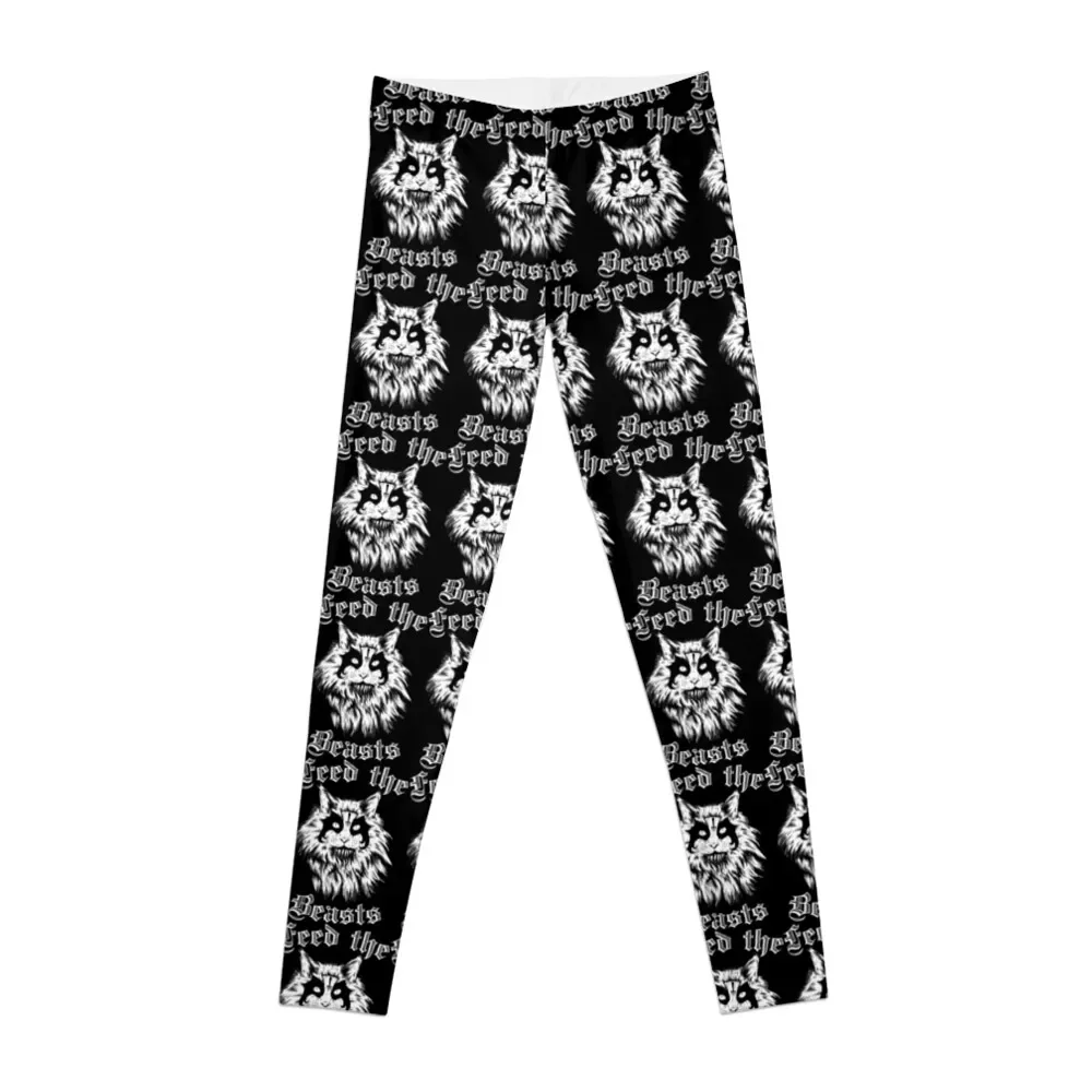 Feed The Beasts (Designed by Jonathan Grimm Art) Proceeds Help Rescue Cats! Leggings exercise clothing for Womens Leggings