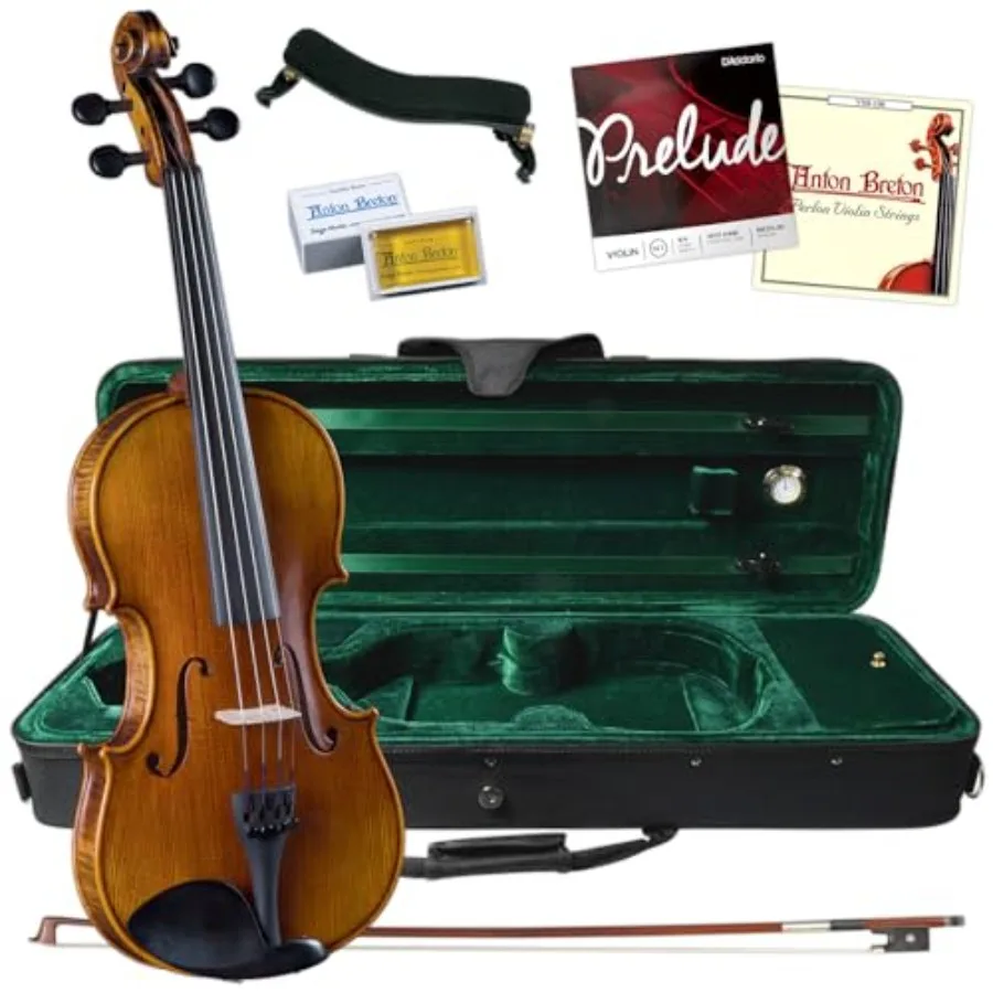 

SV-500 1/2 Artist Violin Bundle Solid Tonewoods and Ebony Fittings for Rich Tone Lightweight Case and Accessories Included Read
