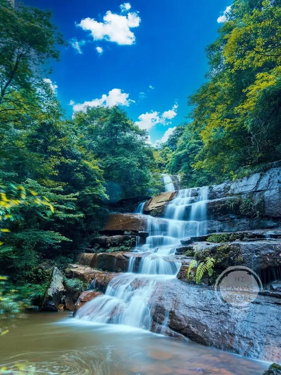 Stunning Waterfall Landscape Canvas Painting  Green Nature Scenery Wall Art for Living Room  Modern Home Decor Posters  Prints