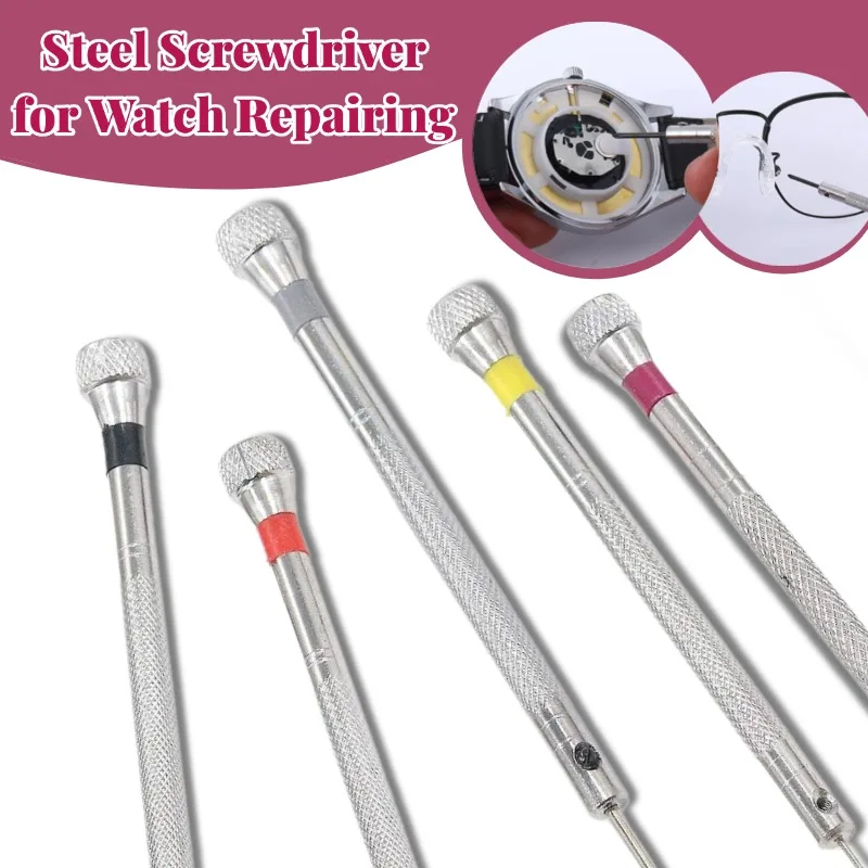 

5Pcs 0.8-1.6mm Precision Steel Screwdriver For Watch Glasses Repairing Portable Hand Tools Band Removal Portable Watches Tools