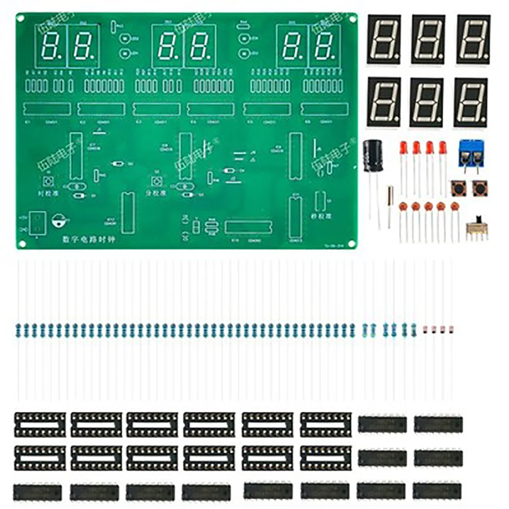 6-bitowy cyfrowy zegar obwodowy DIY zestaw elektroniczny zestaw do samodzielnego montażu i lutowania zestaw części zamiennych zestaw do