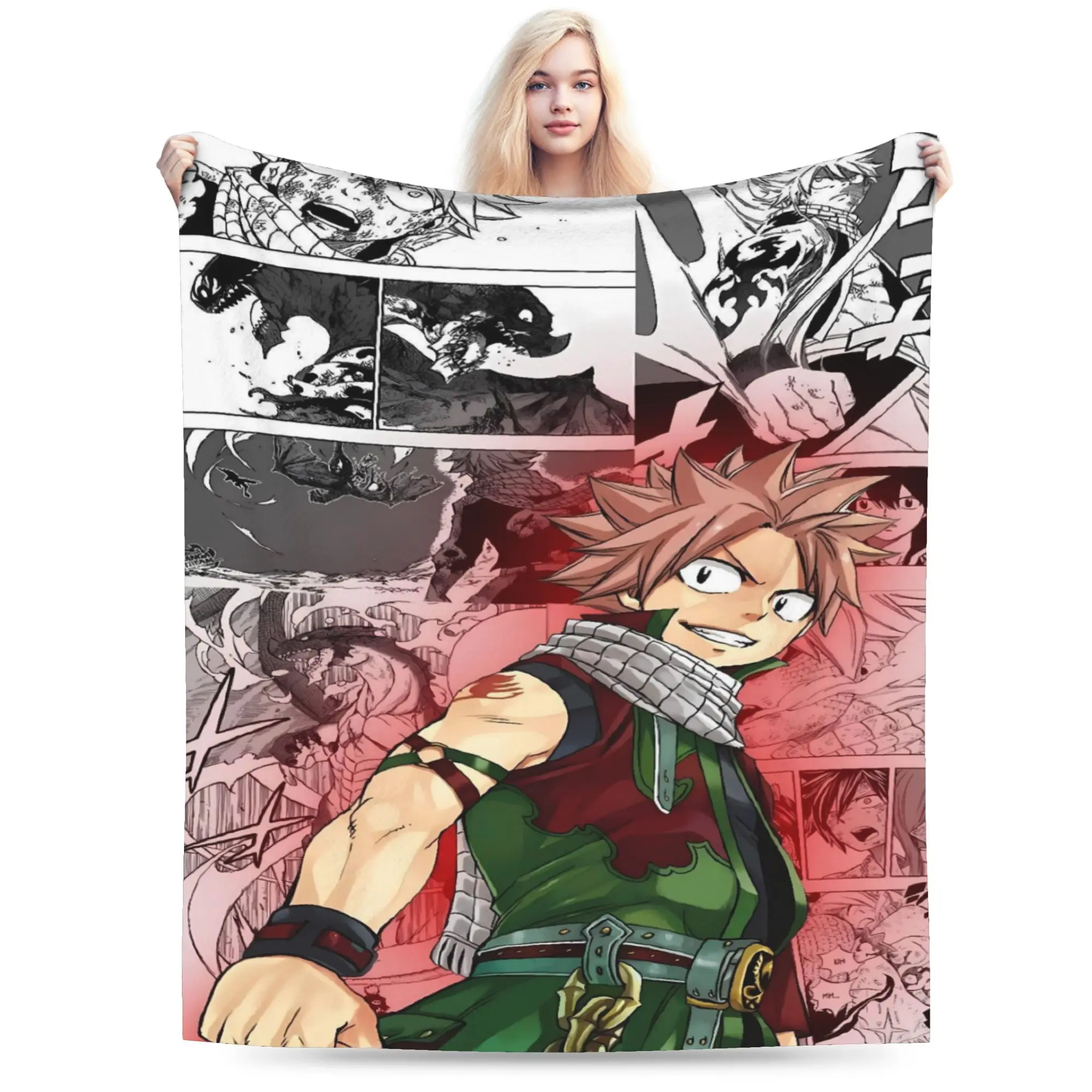 Soft Warm Blanket Travel Office Vibrant Fairy Tail Fire Dragon Burst Throw Blanket  Flannel Bedspread For Couch Bed Fuy Sofa Bed