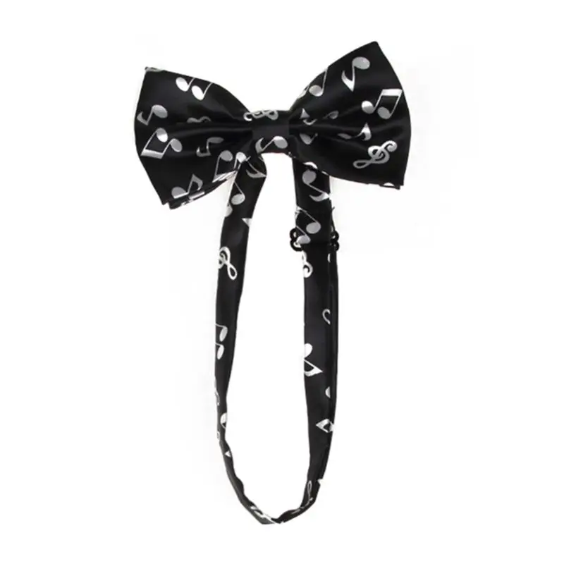 Men Women 2 In 1 Suspenders Bow Tie Set Black White Music Notes Piano Keyboard Print Adjustable Y-Back Belt Necktie Stage Party