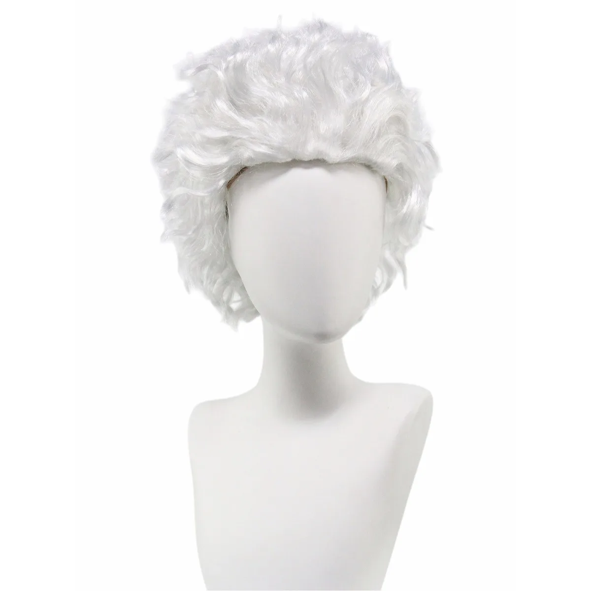 White Short Curly Afro Wig, Fluffy Synthetic Hair for Cosplay, Halloween, Clown Costume, Festival and Party Looks