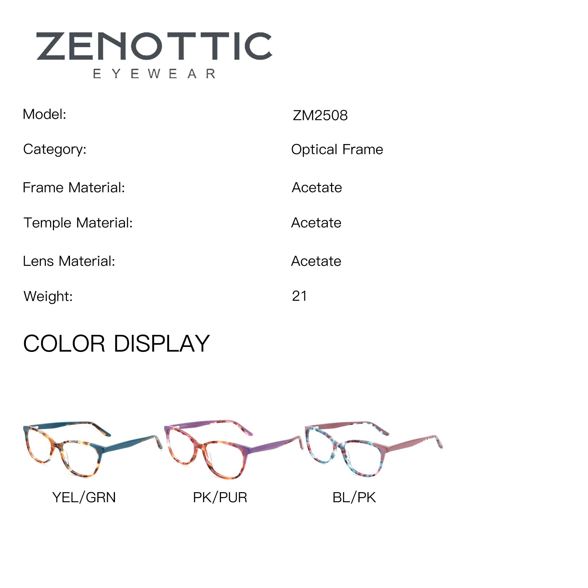 ZENOTTIC (XS Size) Modish Acetate Square Prescription Glasses For Women Photochromic Multifocal Optical Lenses Myopia Eyewear