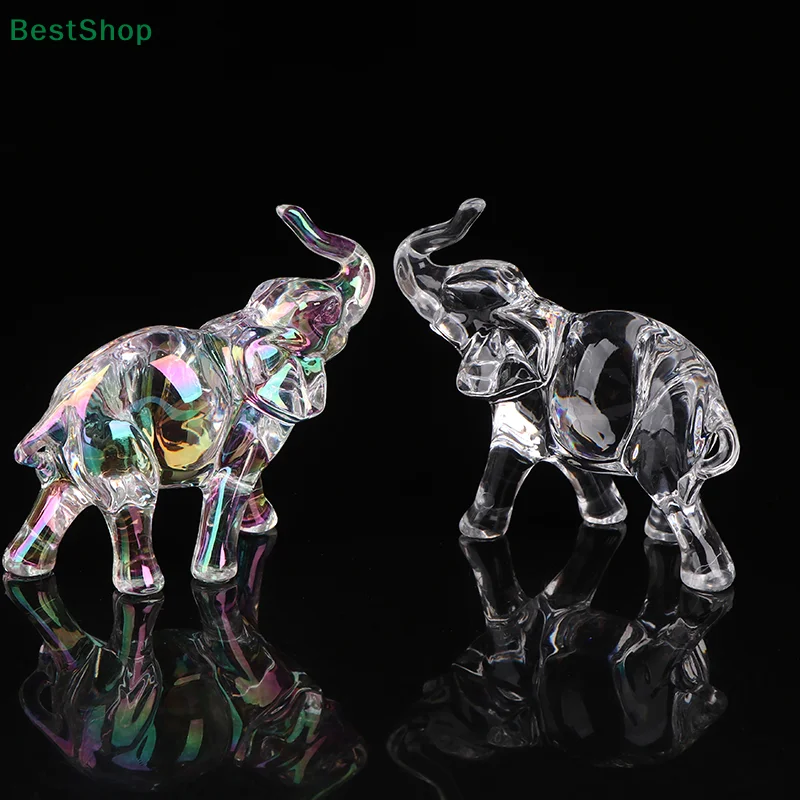 〔Rebecca〕Mini Crystal Elephant Statue Baby Elephant Ornaments Handicraft Desktop Living Room Ornaments