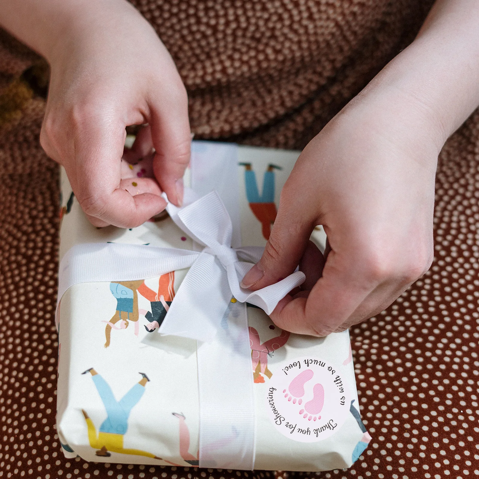 1000 قطعة ملصقات بصمة شارات ذاتية اللصق لأكياس الهدايا وحفلات الاستحمام ملصقات شكرًا لك ورق مقاوم للماء #5