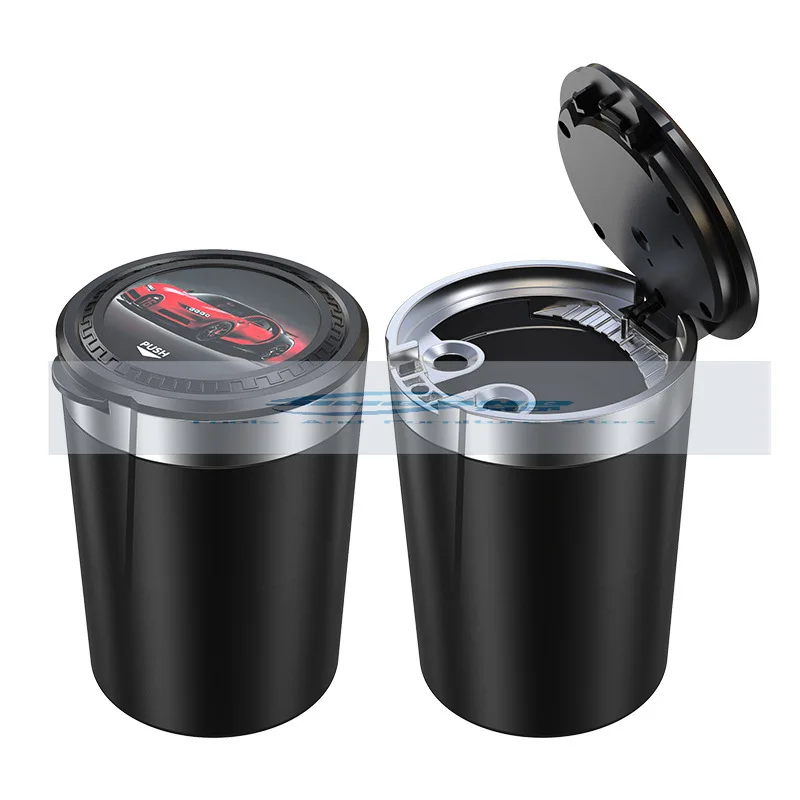 Автомобильные принадлежности Автомобильная пепельница Многофункциональная с крышкой Светодиодная подсветка Автомобильная портативная открытая крышка в один клик Персонализированный креатив