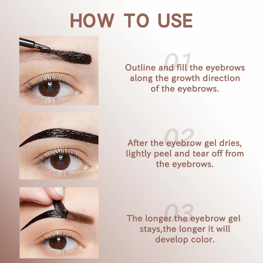 Creme de sobrancelha em gel para sobrancelha, à prova d'água, fácil descascar, à prova de suor, de longa duração, despojado, cosméticos de maquiagem para sobrancelhas selvagens