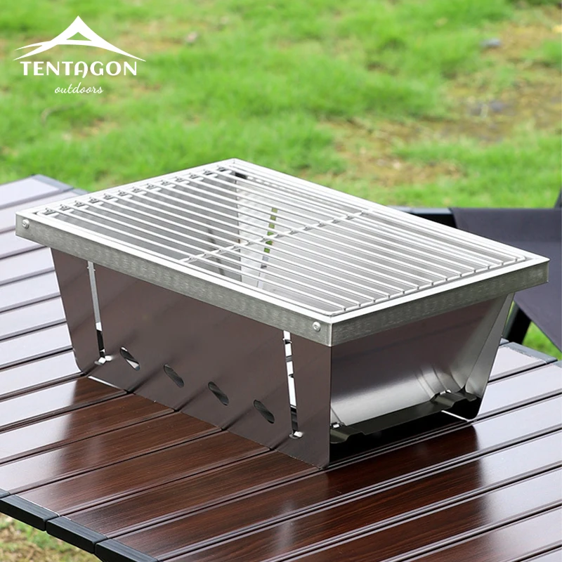 304 Stainless Steel Barbecue Grill Portable Outdoor Stove IGT Camping Table Burner Strong Fire Heater Furnace Portable