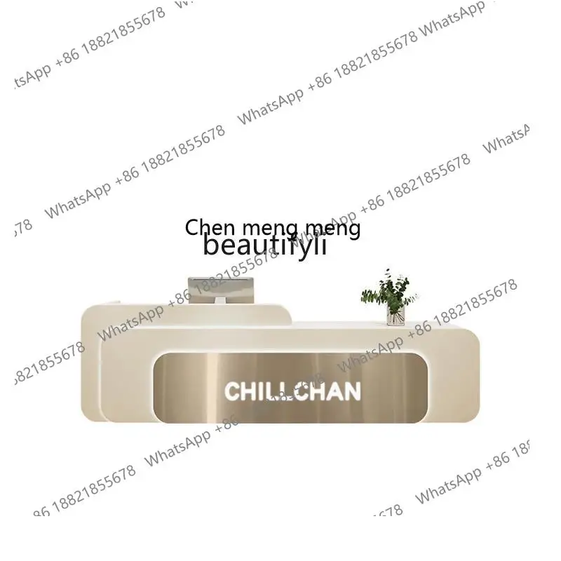 X  Light luxury beauty salon haircut bar table stainless steel company front desk simple modern clothing store checkout page