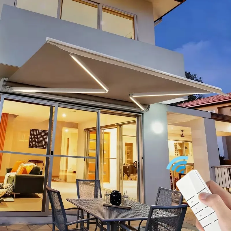Elegant Portable Durable Aluminum Remote Switch Control Full Cassette Retractable Awning for Beach Commercial
