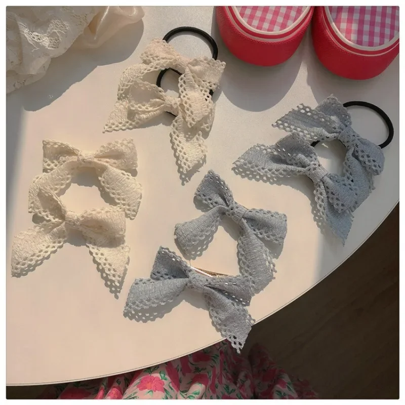 Lolita Lace Hair Bows Clip Cute Girls Hairpins Lolita Hair Clips Rubber Band Barrettes Kids Headwear Fashion Hair Accessories