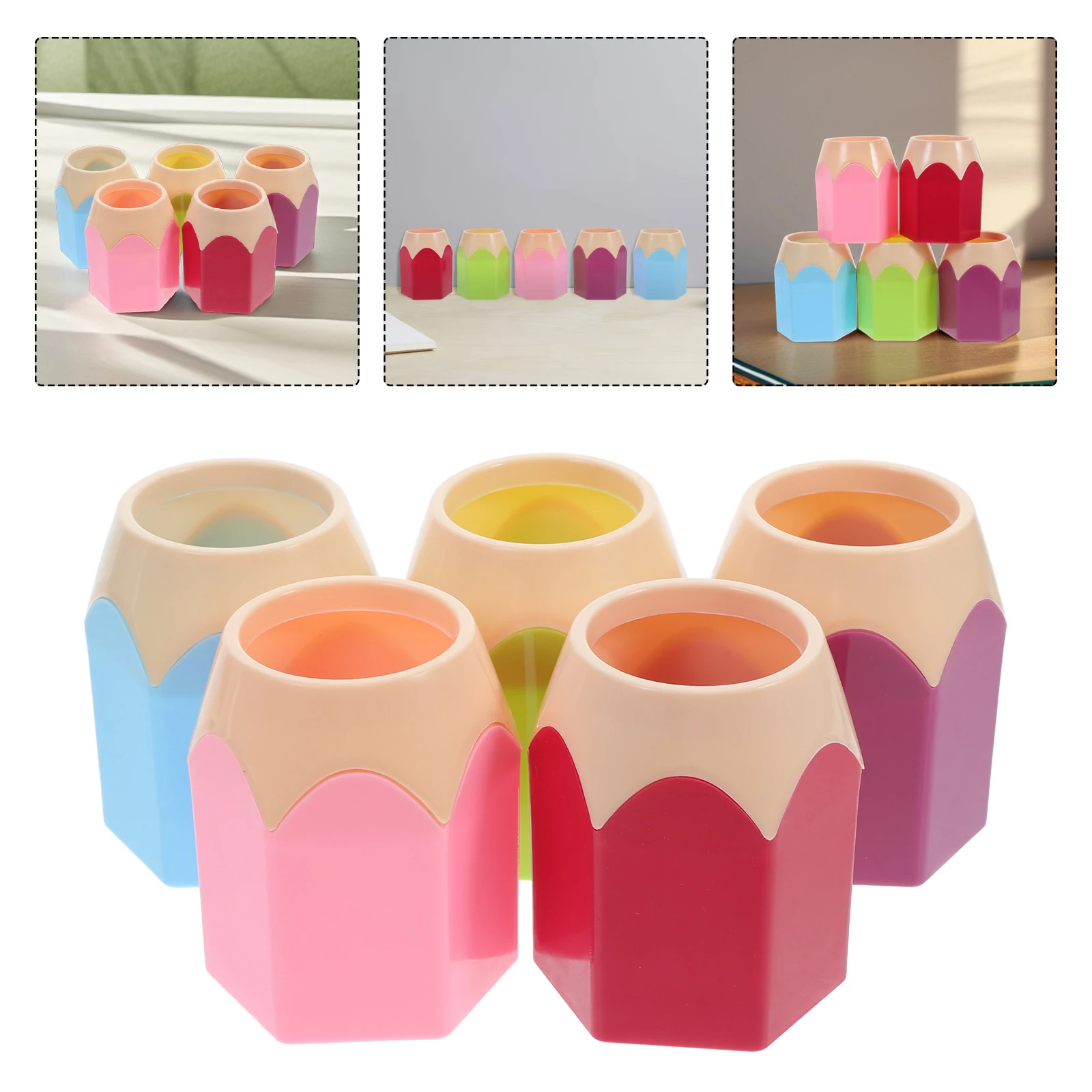 

Multifunctional Contrast Color Pen Holder Pencil Brush Storage Desk Organizer ABS Stationery Supplies Kids Toiletry