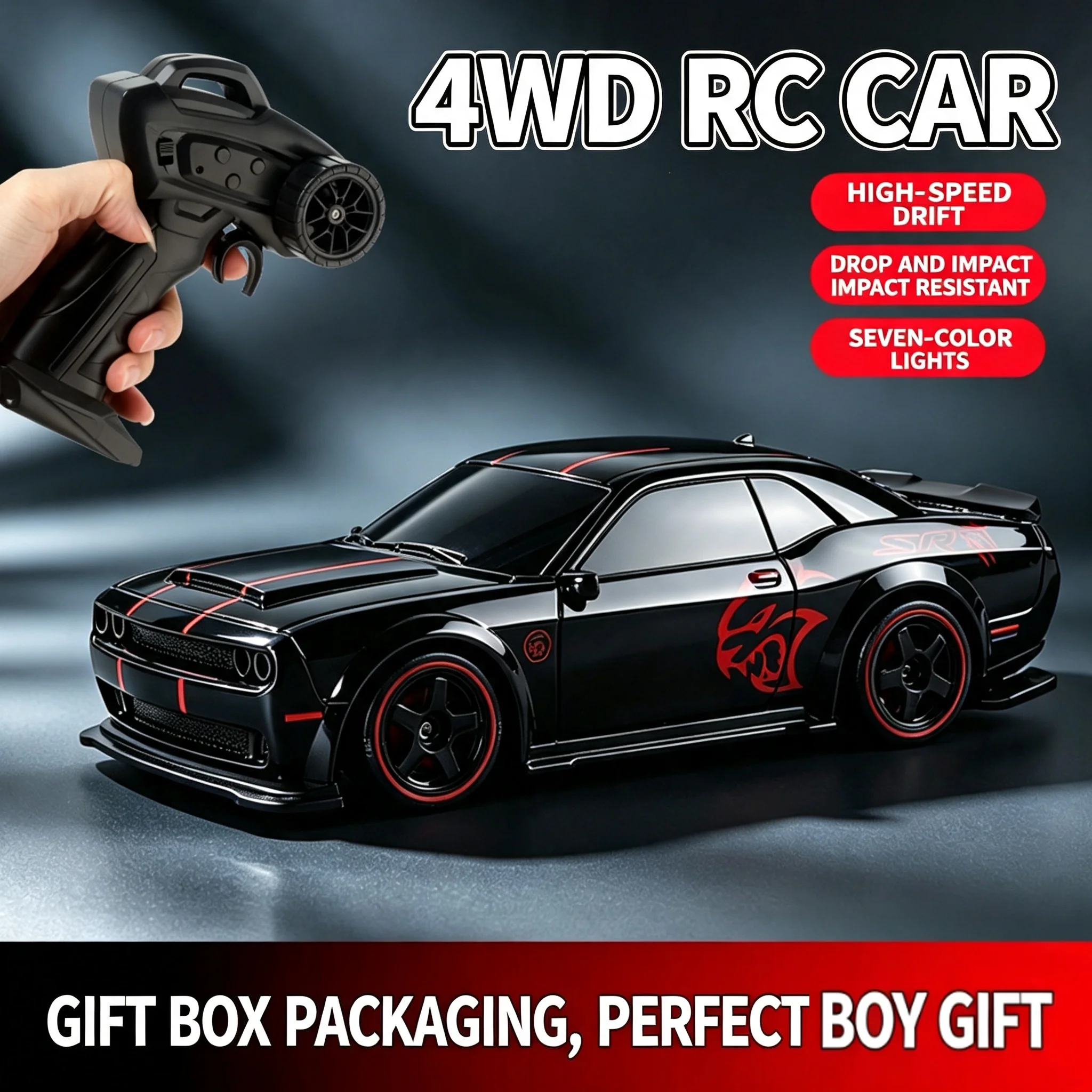 4WD RC Drift Car 1/24, High-Speed Remote Control Racing Vehicle, Desktop Birthday Gift for Boys