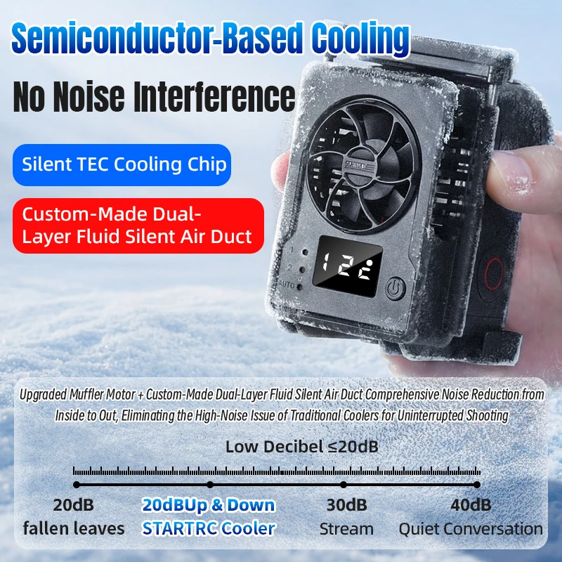 Kühlradiator für DJI Osmo Action 5 Pro/Action 4/3 Kamera-Zubehör, Ice Core Kühlventilator, 3-Gang-Einstellung mit Cold Shoe – Detail 9