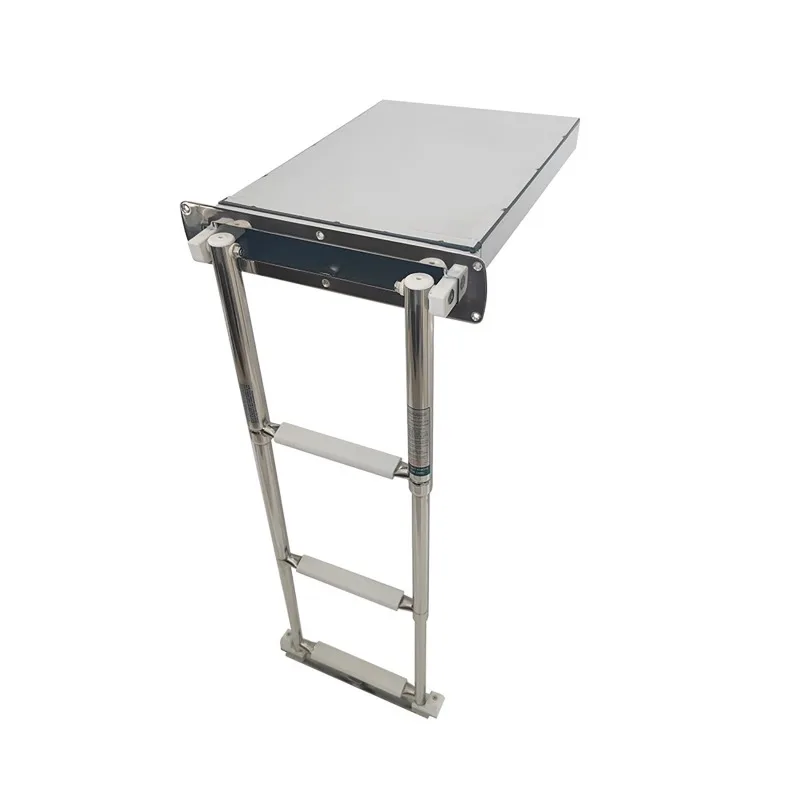 Stainless steel marine embedded box ladder three-section box stern retractable sewer ladder yacht