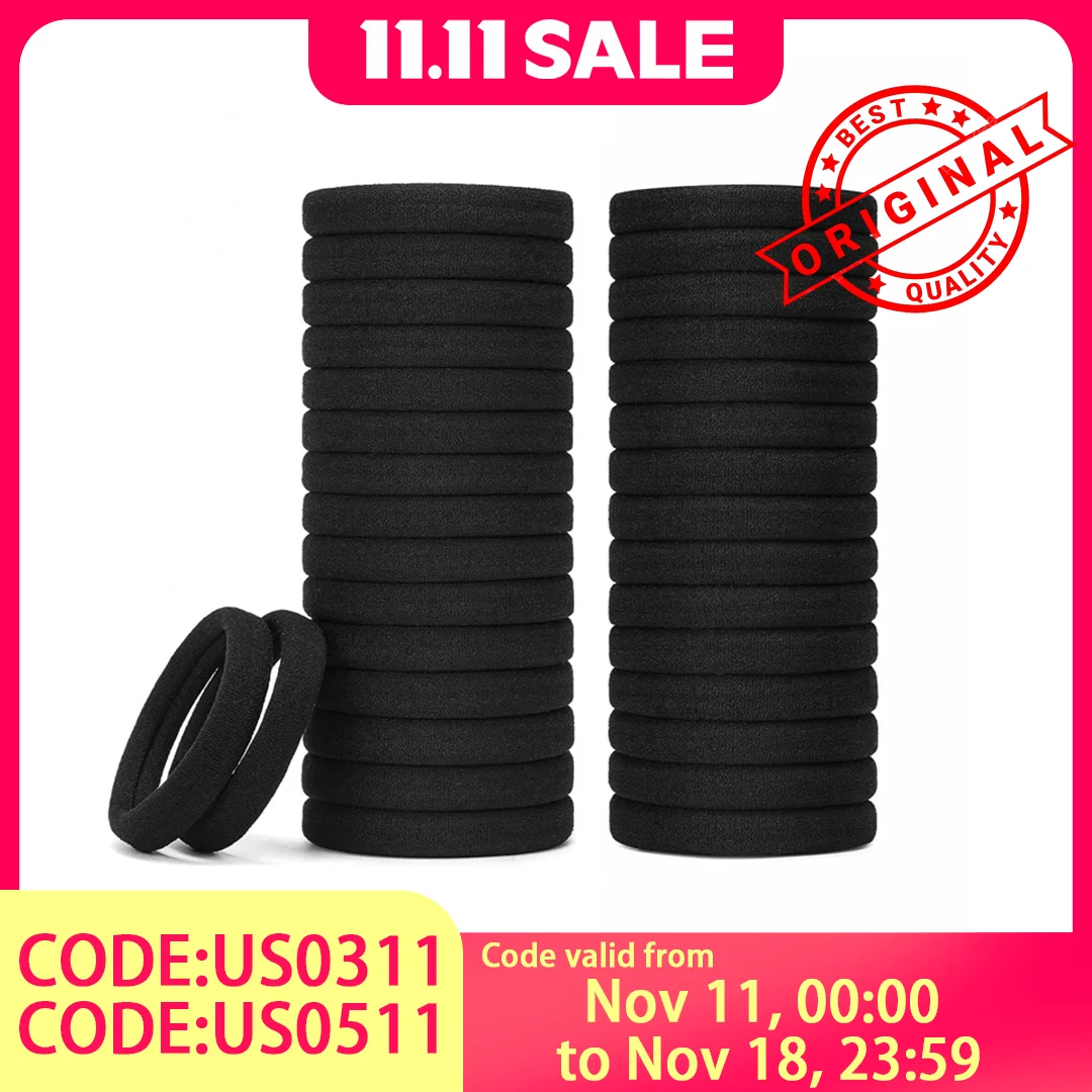 

100 Black Hair Elastics - Non-Slip Gripping Design, Thick Durable Material That Won't Snap or Tangle