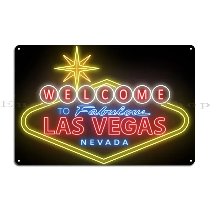 Welcome To Las Vegas Neon Sign Graphic Art Metal Rusty Designing Sign Plaques Retro Tin Sign Poster view 2