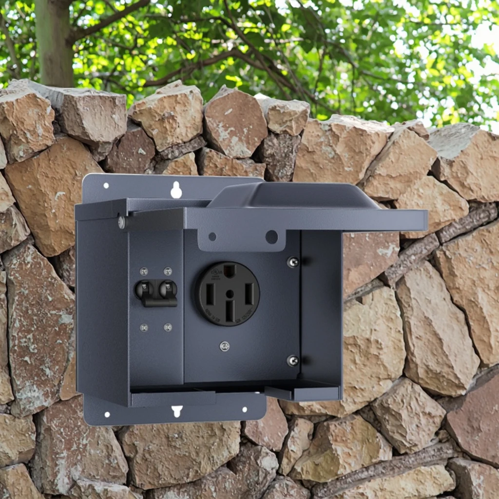 50A Electrical Outlet Box Weatherproof Outdoor Outlet Box Durable Electrical  Outlet Box With Circuit Breaker UL