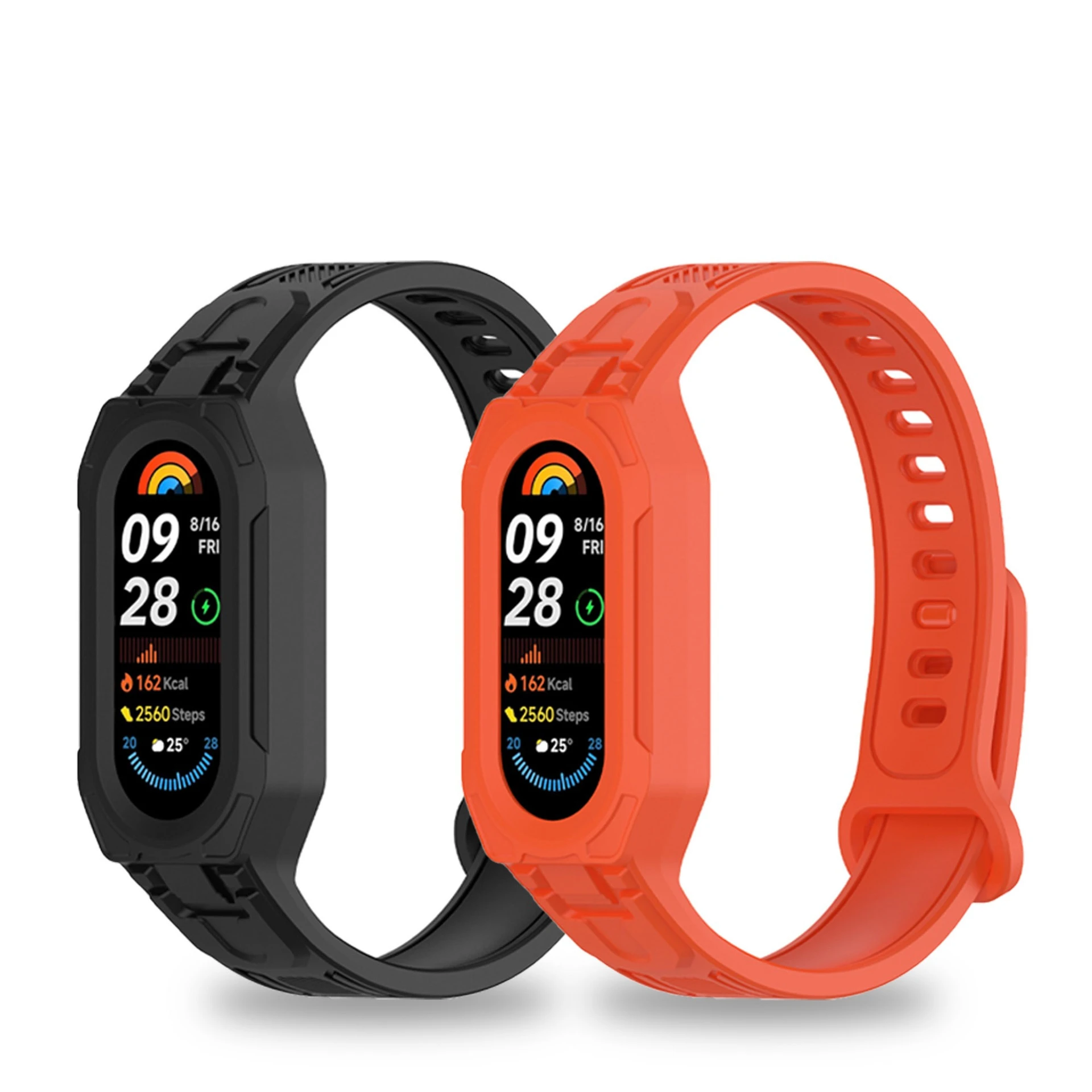 Elegante traje con correa de silicona integrada para Xiaomi Miband 56789, correa de silicona Universal de una sola pieza