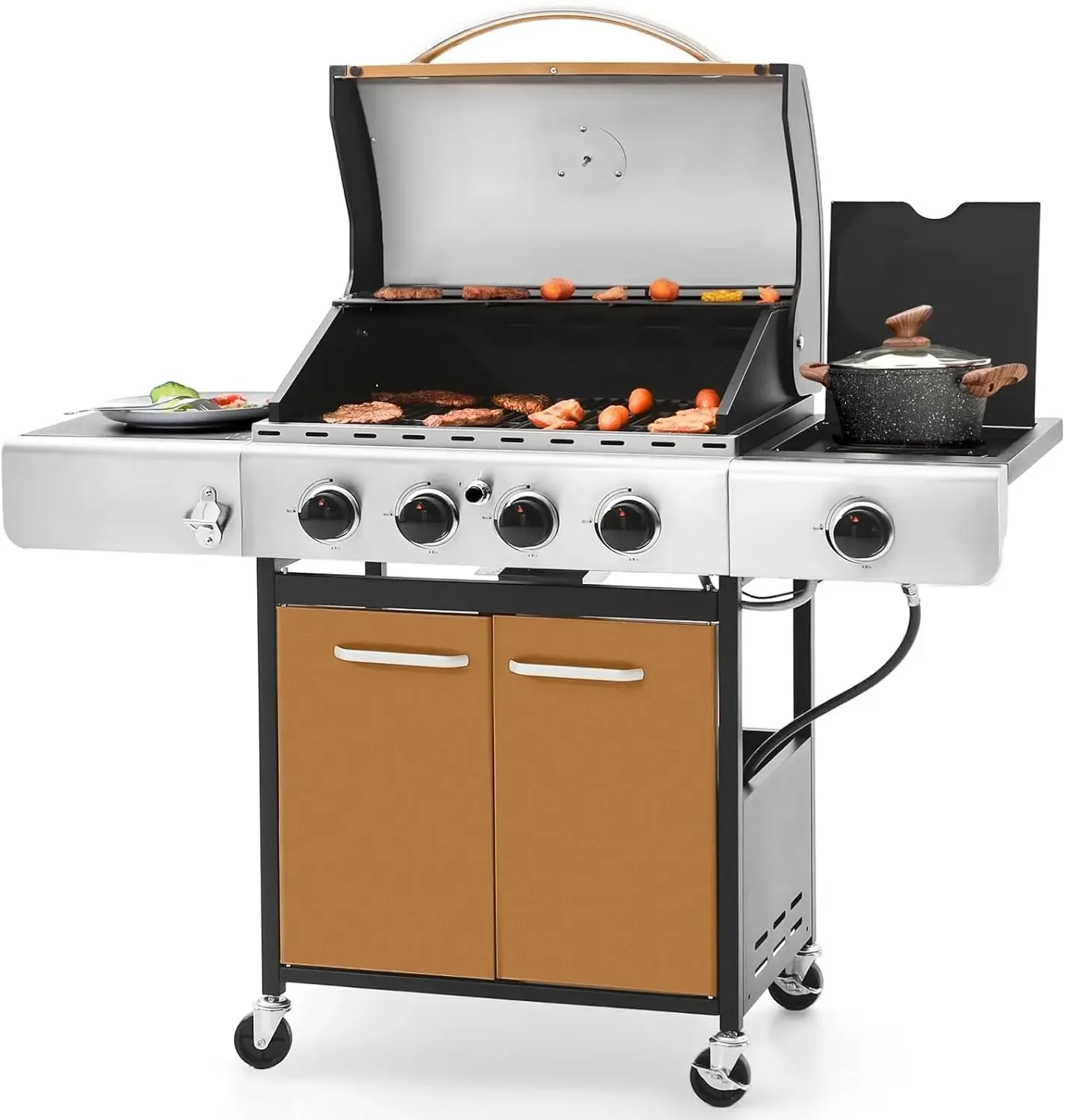 

Sophia & William 4-Burner Gas BBQ Grill with Side Burner and Porcelain-Enameled Cast Iron Grates, 42,000BTU Propane Grills Outdo